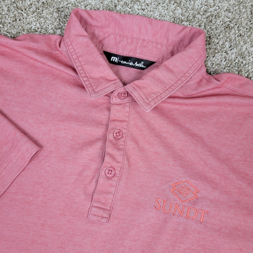 Travis Mathew Mens Large Solid Red Performance Stretch Golf Polo Short Sleeve